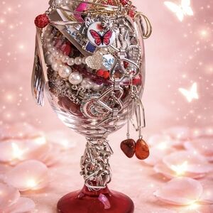 Elegant Silver and Red Women's Accessory Set